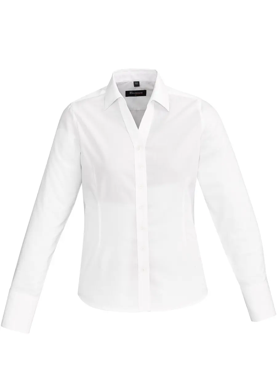Biz Corporates Hudson Womens Long Sleeve Shirt in White