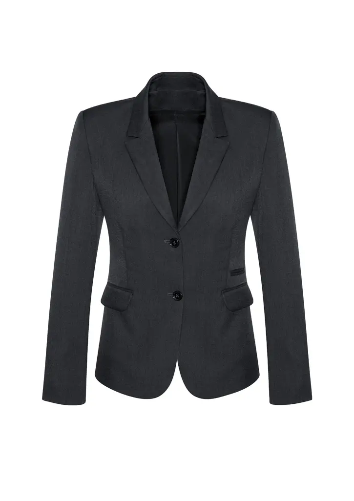 Biz Corporates Comfort Wool Stretch Womens 2 Button Mid Length Jacket in Charcoal