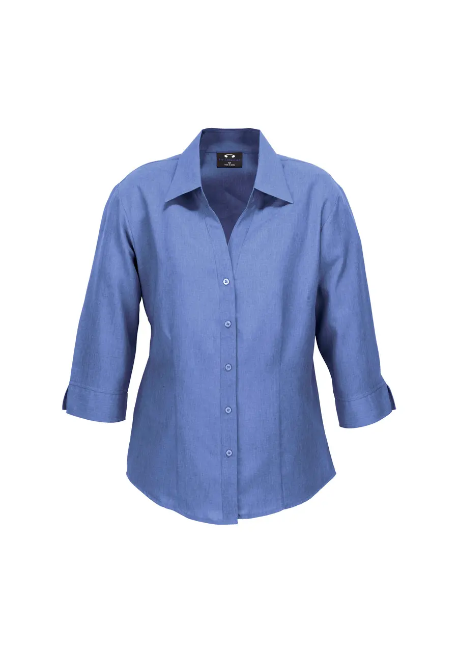 Biz Collection Oasis Womens 3/4 Sleeve Shirt in Mid Blue