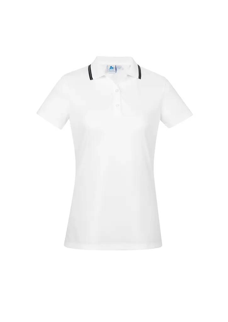 Biz Collection Ace Womens Plus Short Sleeve Polo in White/Black