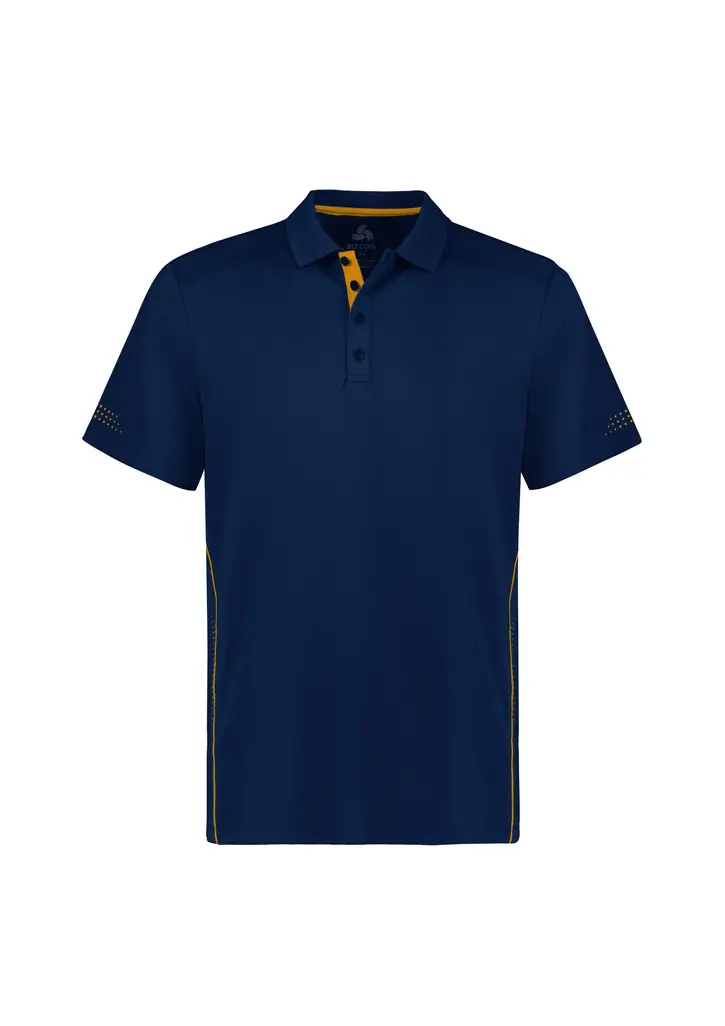 Biz Collection Balance Mens Short Sleeve Polo in Navy/Gold