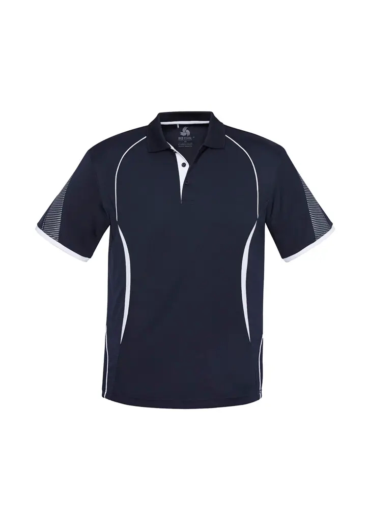 Biz Collection Razor Kids Short Sleeve Polo in Navy/White