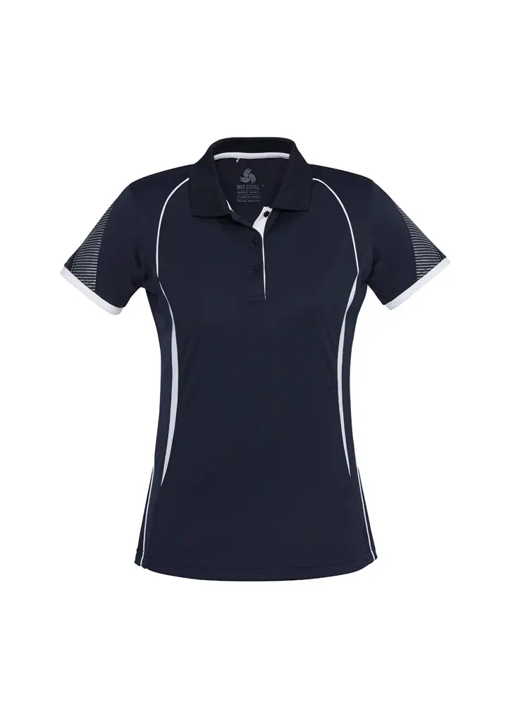 Biz Collection Razor Womens Short Sleeve Polo in Navy/White