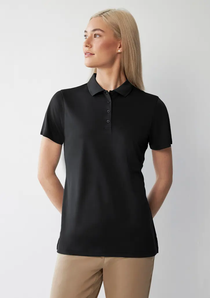 Biz Collection Oakmont Womens Short Sleeve Polo in Black