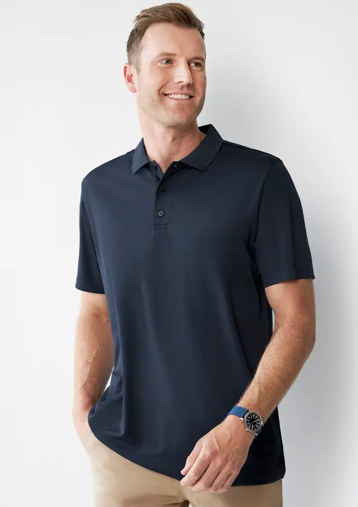 Biz Collection Oakmont Mens Short Sleeve Polo in Navy