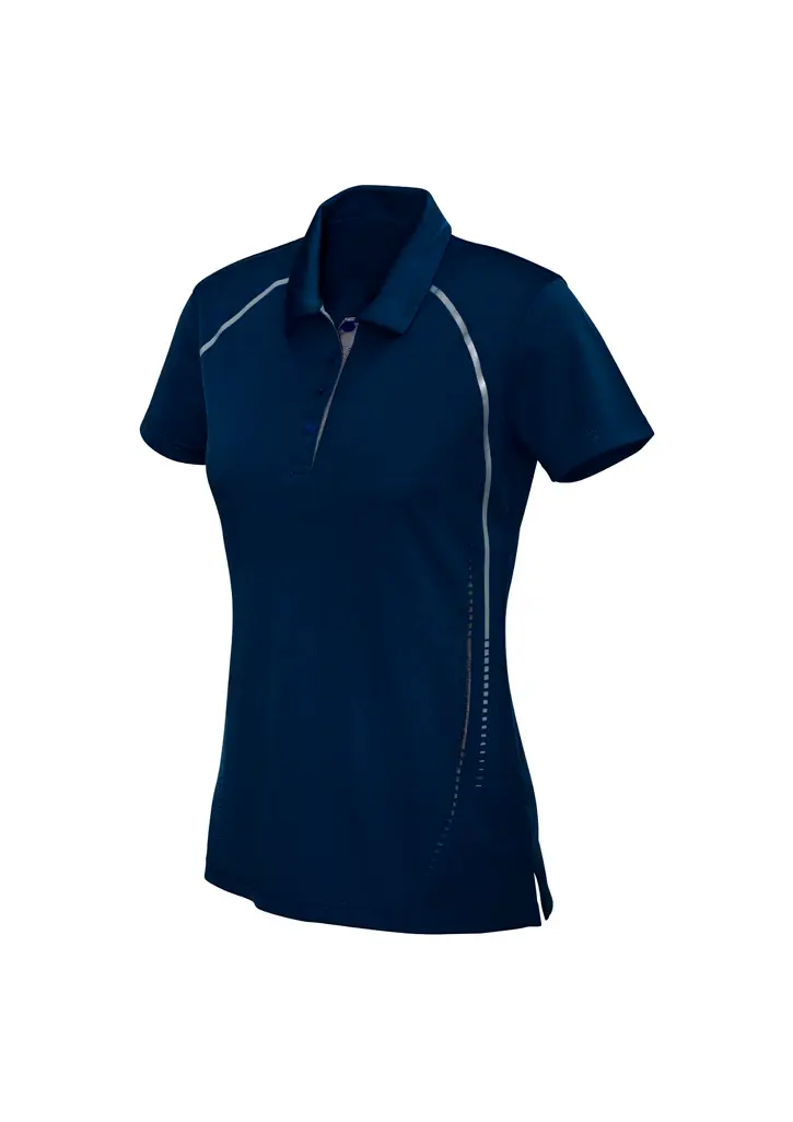 Biz Collection Cyber Womens Short Sleeve Polo in Navy/Silver