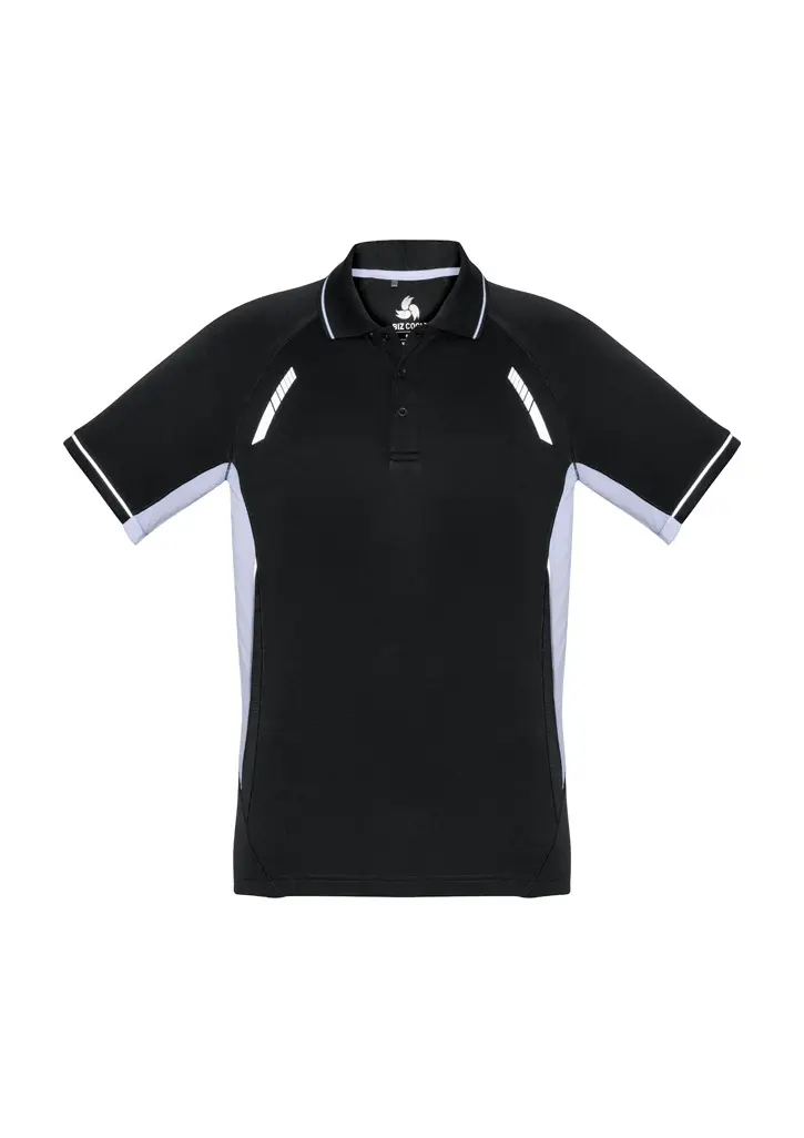 Biz Collection Renegade Kids Short Sleeve Polo in Black/White/Silver