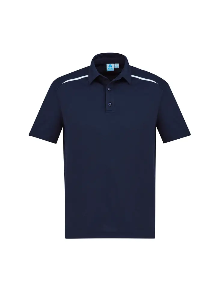 Biz Collection Sonar Mens Short Sleeve Polo in Navy/White