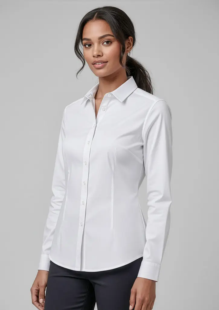Biz Collection Dalton Womens Long Sleeve Shirt in White
