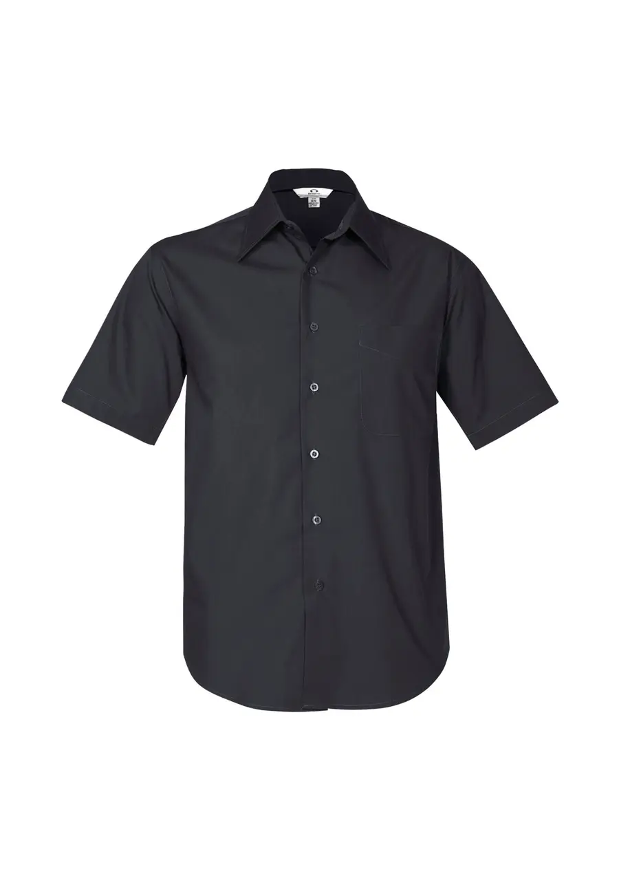 Biz Collection Metro Mens Short Sleeve Shirt in Charcoal