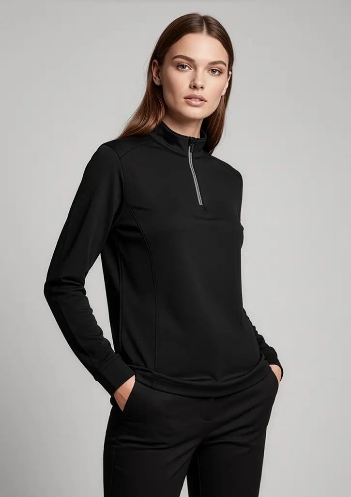 Biz Collection Shaughnessy Womens 1/4 Zip Pullover in Black