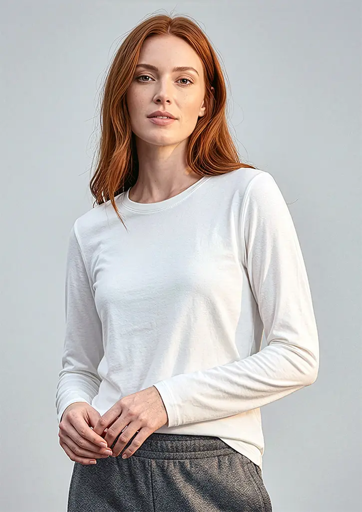 Biz Collection Ace Adults Long Sleeve Tee in White