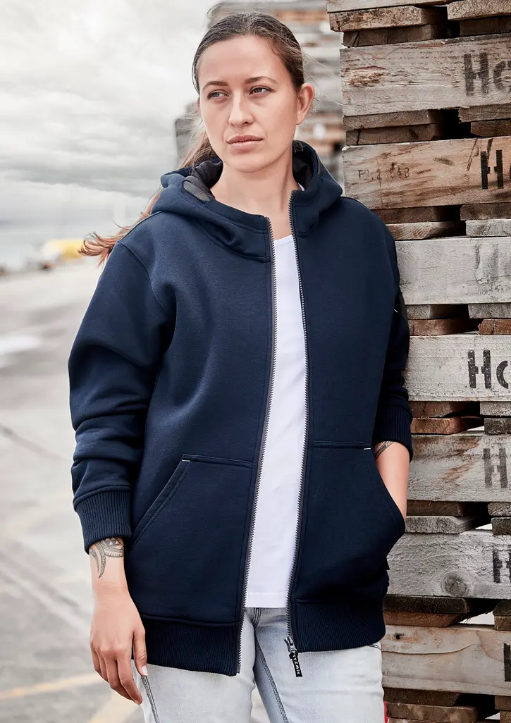 Syzmik Unisex Zip Front Multi-Pocket Hoodie in Navy/Charcoal