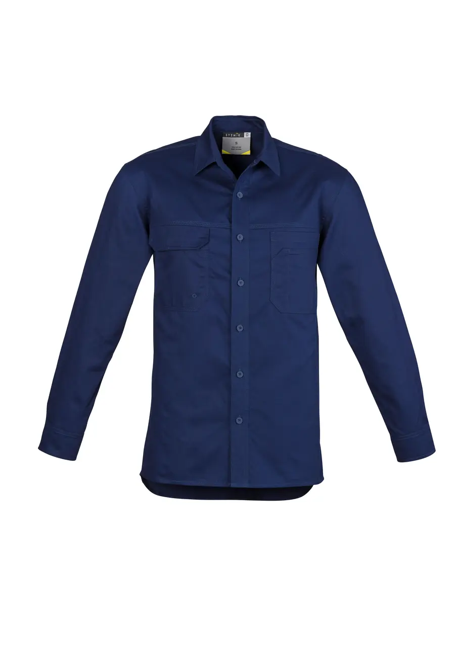 Syzmik Mens Lightweight Tradie Long Sleeve Shirt in Blue
