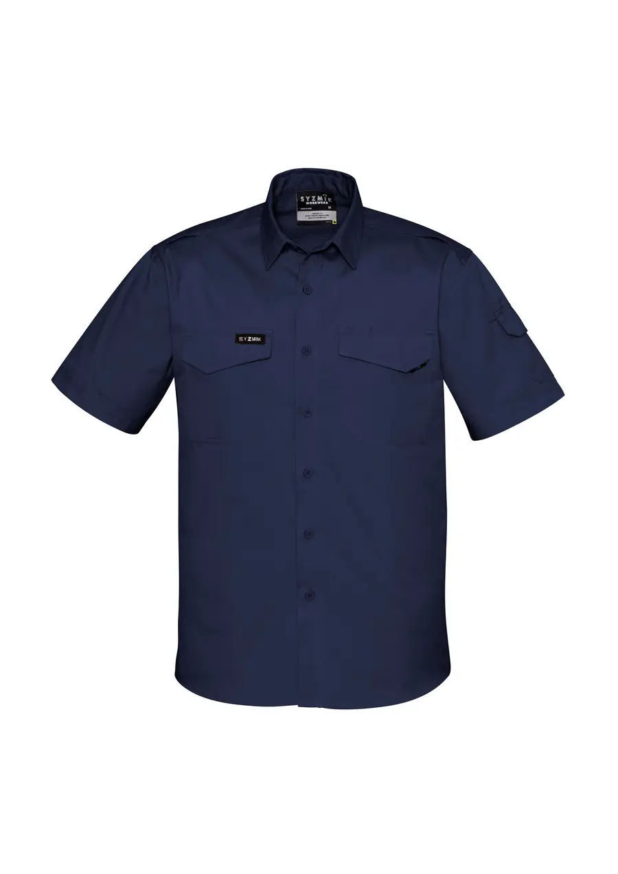 Syzmik Mens Rugged Cooling Short Sleeve Shirt in Navy