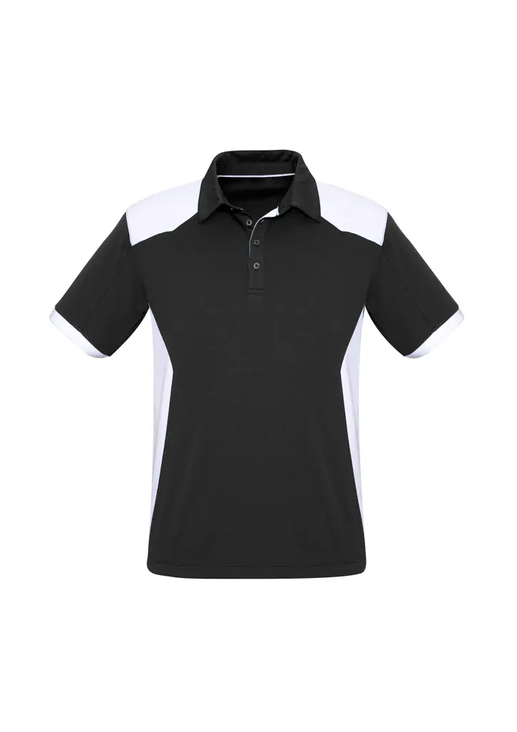 Biz Collection Rival Mens Short Sleeve Polo in Black/White