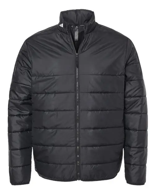 Adidas Men's 3-Stripes Puffer Full-Zip Jacket in Black