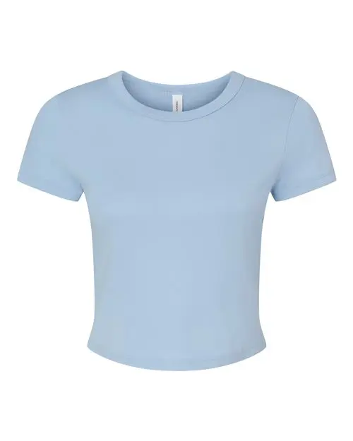 Bella + Canvas Women's Micro Rib Baby Tee in Solid Baby Blue Blend