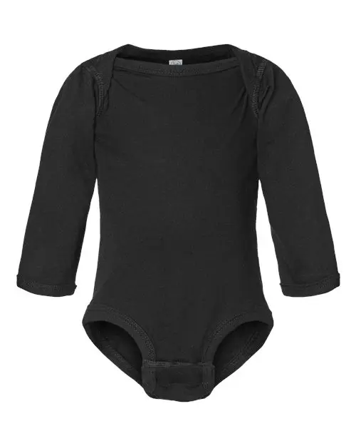Rabbit Skins Infant Fine Jersey Long Sleeve Bodysuit in Black