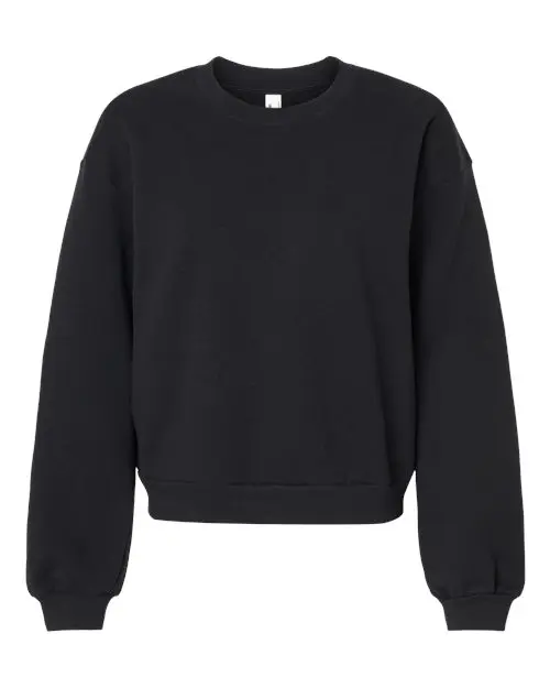 American Apparel Women's ReFlex Fleece Crewneck Sweatshirt in Black