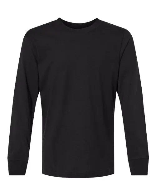 Next Level Youth Cotton Long Sleeve T-Shirt in Black