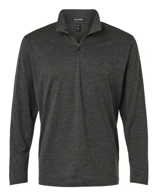 AllPro Men's Pro-Lock Performance Mélange Quarter-Zip Pullover in Black Melange