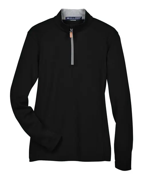 Devon & Jones Women's DRYTEC20 Performance Quarter-Zip Pullover in Black/ Grey Heather/ Graphite