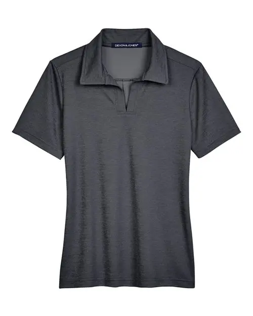 Devon & Jones Women's CrownLux Performance Address Melange Polo in Black Melange
