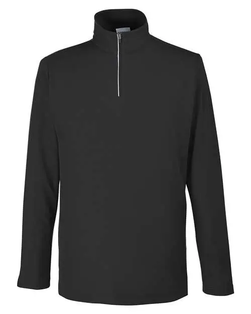 Core365 Men's Fusion ChromaSoft Pique Quarter-Zip Pullover in Black
