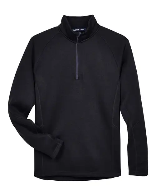 Devon & Jones Unisex Bristol Sweater Fleece Quarter-Zip Pullover in Black