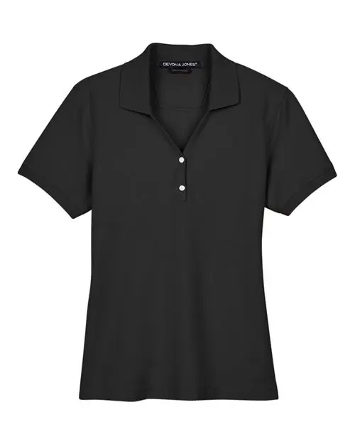 Devon & Jones Women's Pima Piqué Polo in Black