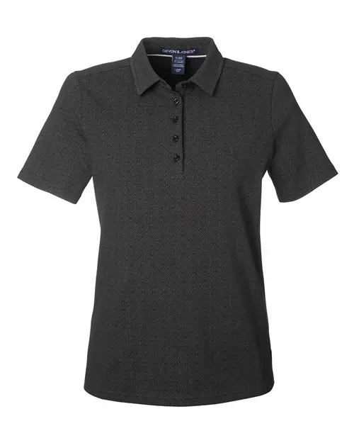Devon & Jones Women's Crownlux Performance Geo Polo in Black/ Graphite