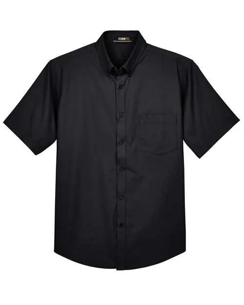 Core365 Men's Optimum Short Sleeve Twill Dress Shirt in Black