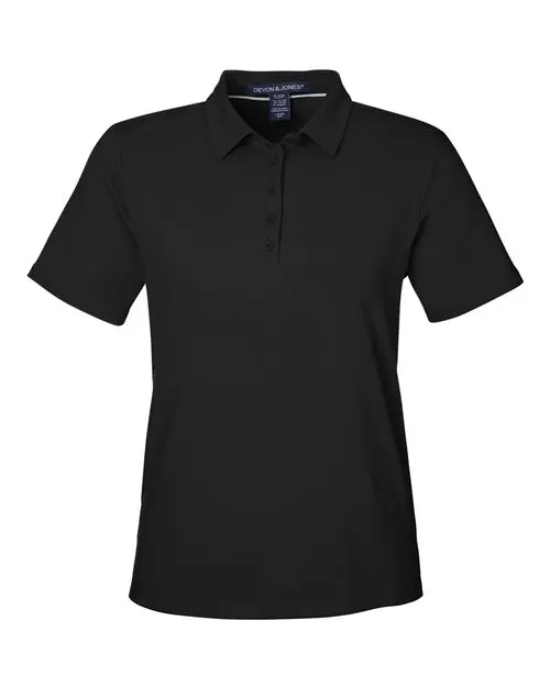 Devon & Jones Women's Raleigh Stretch Polo in Black