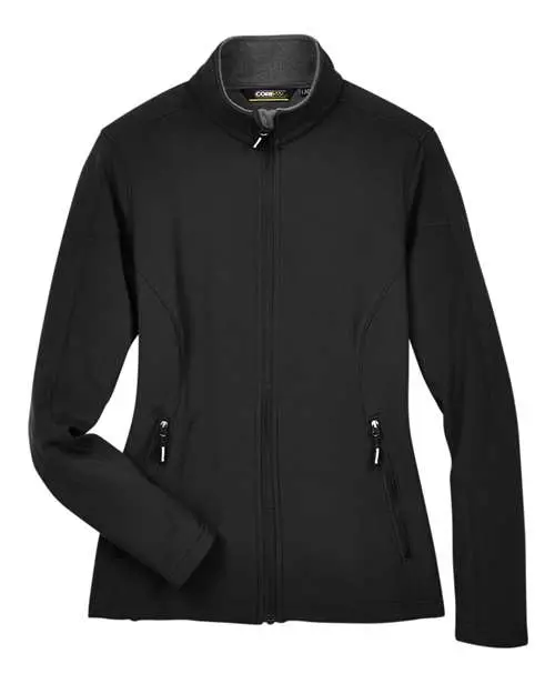 Core365 Women's Cruise Two-Layer Fleece Bonded Soft Shell Jacket in Black
