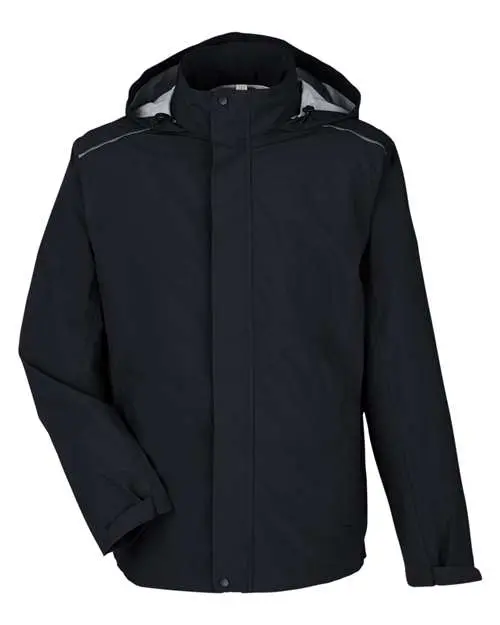 Core365 Men's Barrier Packable Rain Jacket in Black