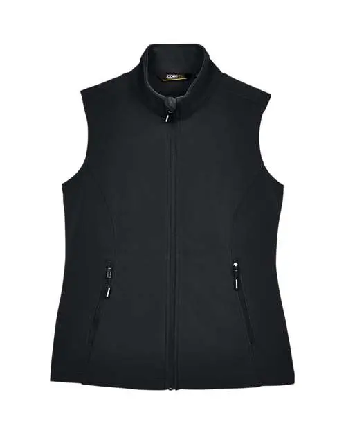 Core365 Women's Cruise Two-Layer Fleece Bonded Soft Shell Vest in Black
