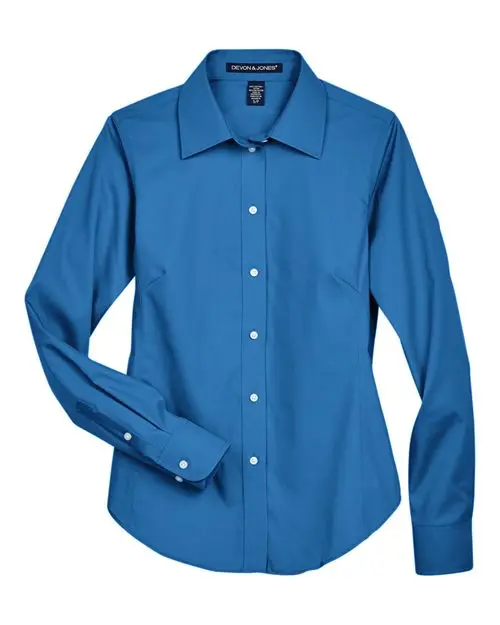 Devon & Jones Women's Crown Collection Oxford Woven Dress Shirt in French Blue