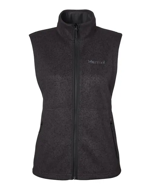 Marmot Women's Drop Line Fleece Vest in Black Heather