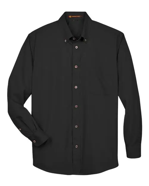 Harriton Men's Easy Blend Twill Shirt in Black