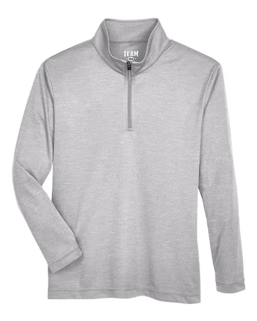 Team 365 Youth Zone Sonic Heather Performance Quarter-Zip Pullover in Athletic Heather