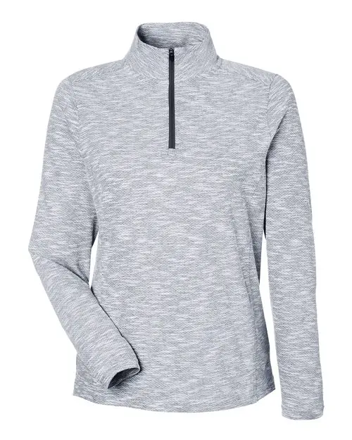 North End Women's Eclipse Jacquard Quarter-Zip Pullover in Black Heather