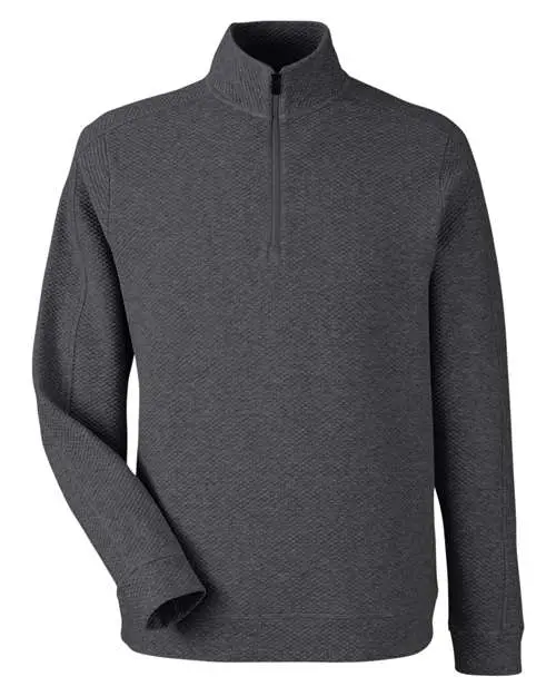 North End Men's Spirit Textured Quarter-Zip Pullover in Black Heather
