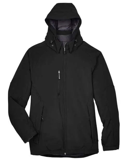 North End Men's Glacier Insulated Three-Layer Softshell with Detachable Hood in Black