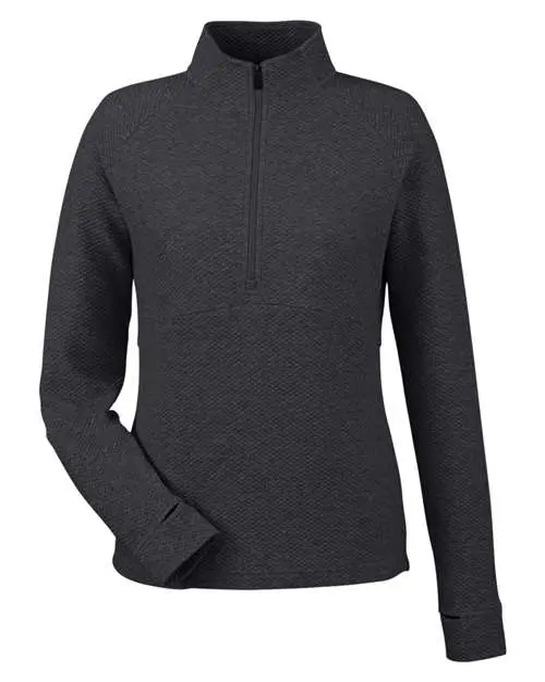 North End Women's Spirit Textured Quarter-Zip Pullover in Black Heather