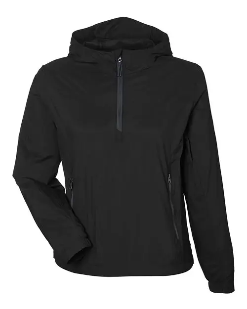 North End Women's Aura Lightweight Packable Anorak in Black/ Carbon