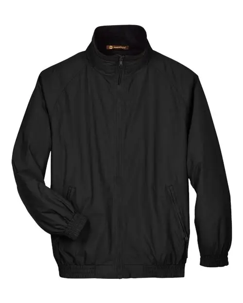 Harriton Unisex Fleece Lined Nylon Jacket in Black/ Black