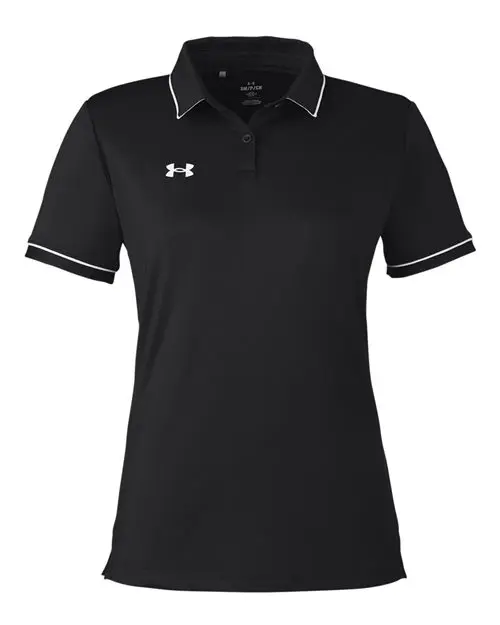 Under Armour Women's Tipped Teams Performance Polo in Black/ White