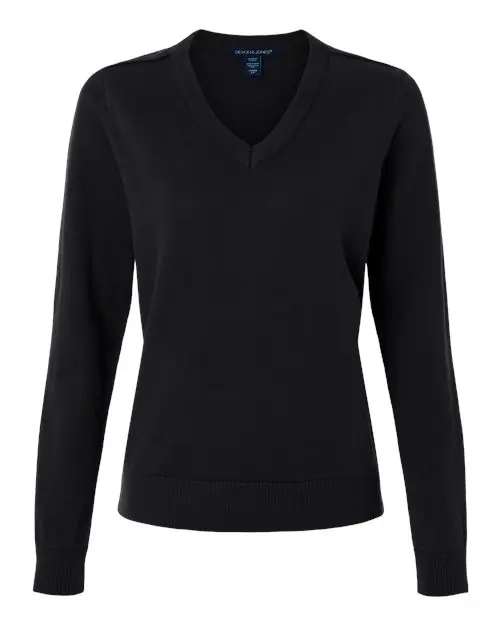 Devon & Jones Women's New Classics V-Neck Sweater in Black