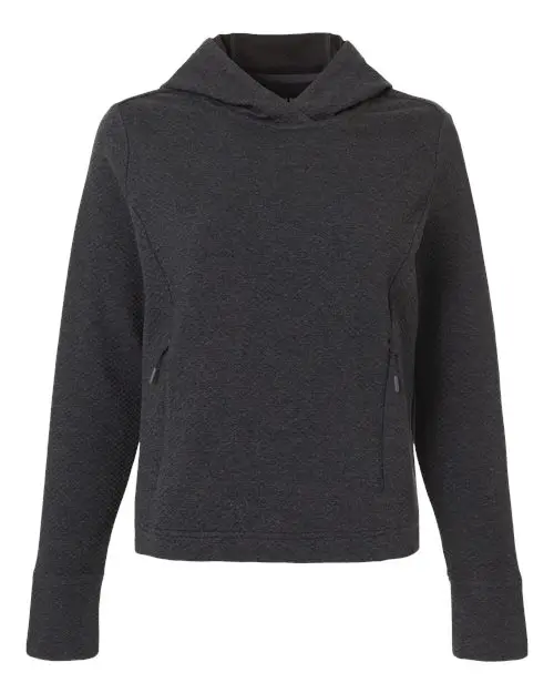 North End Women's Spirit Textured Hooded Pullover in Black Heather